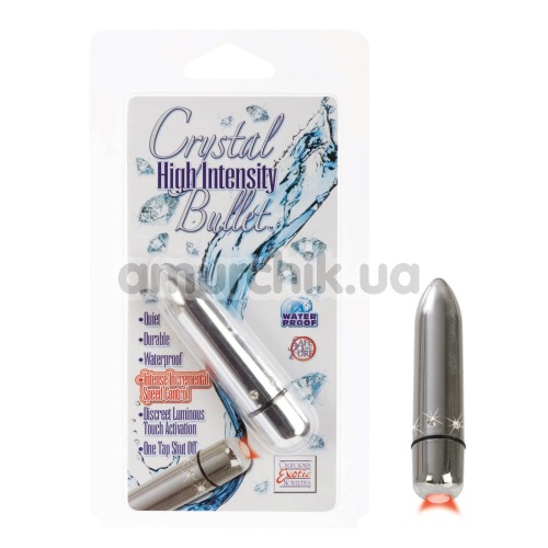 Клиторальный вибратор Crystal High Intensity Bullet, серебряный