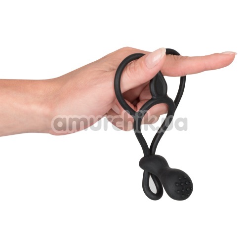 Эрекционное кольцо Triple Ball/Cock Ring & Clit Stimulator, черное