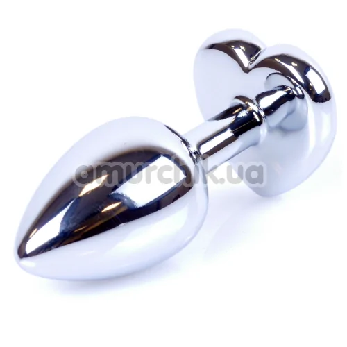 Анальна пробка з рожевим кристалом Exclusivity Jewellery Silver Heart Plug, срібна