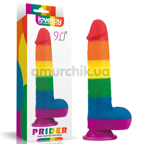 Фаллоимитатор LoveToy Prider 9, радужный