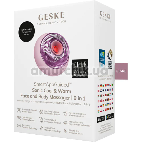 Ультразвуковий масажер для обличчя та тіла Geske Sonic Cool & Warm Face and Body Massager 9 in 1, світло-рожевий