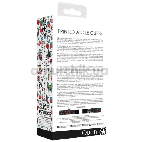 Фіксатори для ніг Ouch! Printed Ankle Cuffs Old School Tattoo Style, чорні