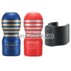 Набор Tenga Cup Vibrator: адаптер с вибрацией + мастурбатор Tenga Premium Original Vacuum Cup + мастурбатор Tenga Deep Throat Original Vacuum Cup New - Фото №1