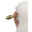 Анальная пробка с белым хвостиком Lockink Sevanda White Fox-Tail Anal Plug Pear, золотая - Фото №9
