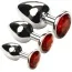 Набор из 3 анальных пробок с красным кристаллом SWAROVSKI Silver Ruby, серебряный