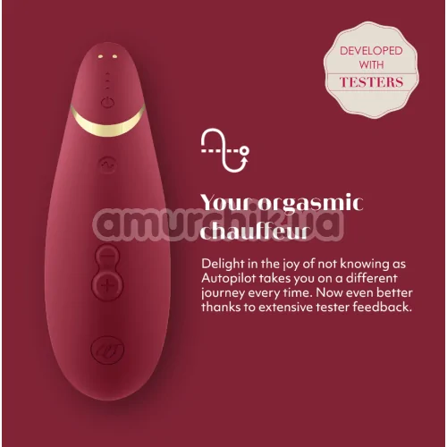 Симулятор орального секса для женщин Womanizer Premium 2, бордовый