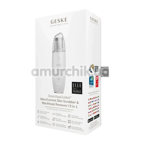 Мікрострумовий скрабер для шкіри обличчя Geske MicroCurrent Skin Scrubber & Blackhead Remover 9 in 1, білий