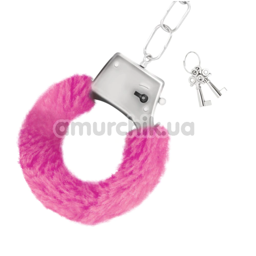 Наручники з рожевим хутром Crushious Love Cuffs, срібні