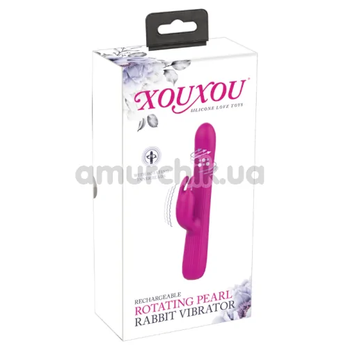 Вибратор с ротацией XouXou Rotating Pearl Rabbit Vibrator, розовый