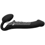 Безремневий страпон з вібрацією Strap-On-Me Vibrating Bendable Strap-On M, чорний - Фото №1