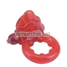 Віброкільце Iso Stretch Nubby Clitoral Probe Cockring, червоне - Фото №1