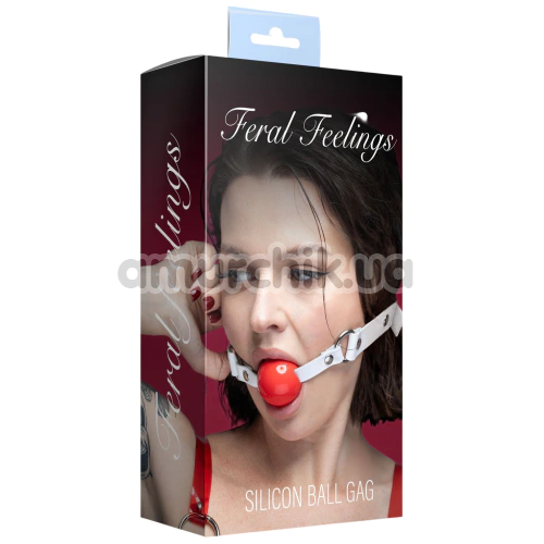 Кляп Feral Feelings Silicon Ball Gag, червоно-білий