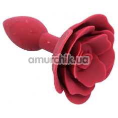 Анальна пробка з трояндою Loveshop Silicone Anal Plug, бордова - Фото №1