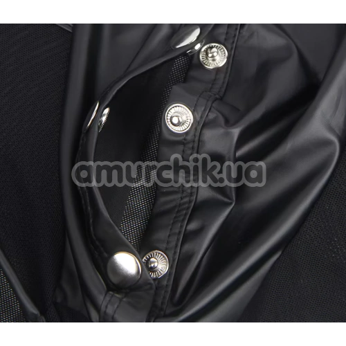 Трусы-боксеры мужские с фиксаторами для рук Star Night Faux Leather Briefs With Snap Bondage, черные