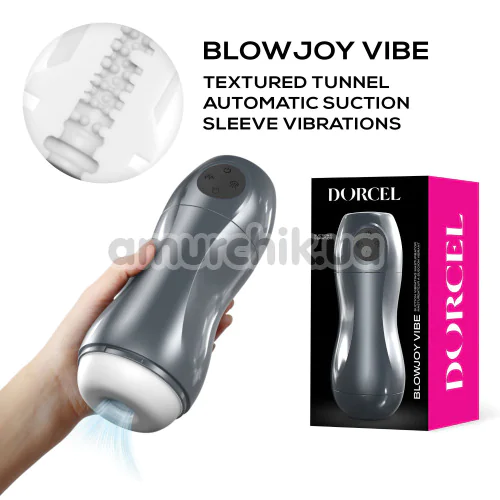 Мастурбатор з вібрацією і всмоктуванням Dorcel Blowjoy Vibe, сірий