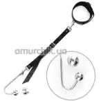 Анальный крюк с ошейником и съемным шариком Art of Sex Anal Hook Bondage Set 4, серебряный - Фото №1