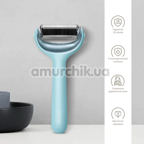 Массажер-роллер для лица и тела с микроиглами Geske MicroNeedle Face & Body Roller 8 in 1, бирюзовый