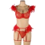 Комплект Star Night Sensual Feather & Chains, красный: бюстгальтер + трусики-стринги + пояс для чулок + гартеры - Фото №11
