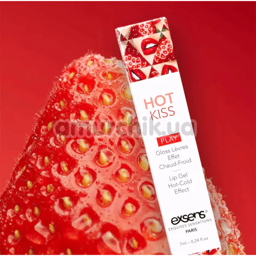 Гель для губ із зігріваючим та охолоджуючим ефектом Exsens Play Hot Kiss - полуниця, 7 мл