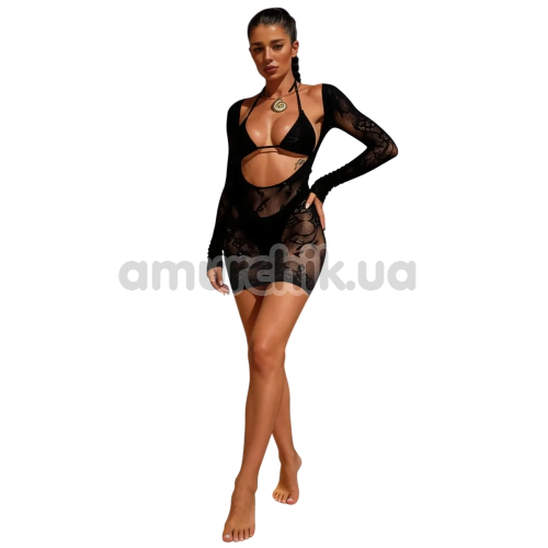 Сукня Star Night Longsleeve Open Front Mini Dress, чорна