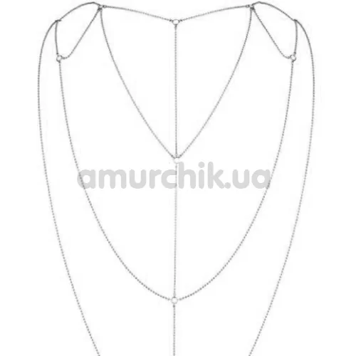 Прикраса для тіла Bijoux Indiscrets The Magnifique Collection Back and Cleavage Chain, срібна
