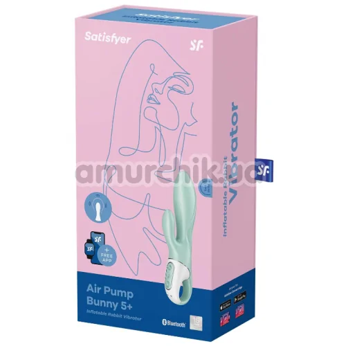 Вибратор Satisfyer Air Pump Bunny 5+, бирюзовый