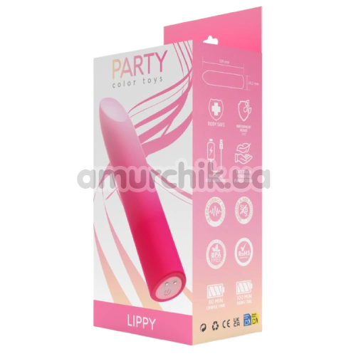 Клиторальный вибратор Party Color Toys Lippy, розово-белый