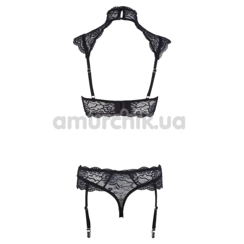 Комплект Cottelli Collection Lingerie 221315012, чорний: бюстгальтер з коміром + трусики-стрінги