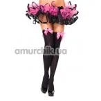 Чулки с розовым бантиком Nylon Thigh Highs With Bow, черные - Фото №1