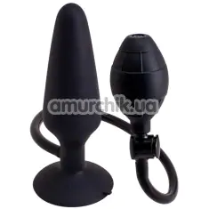 Анальный расширитель Silicone Pleasure Inflatable Butt Plug L, черный - Фото №1