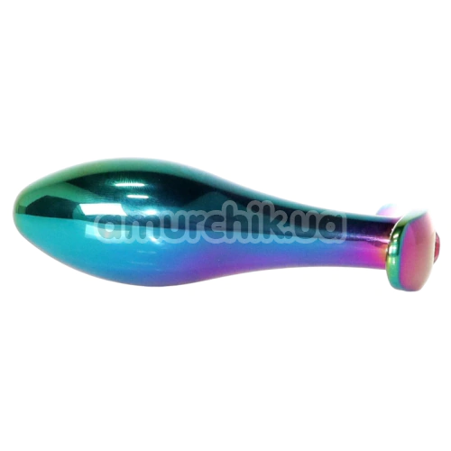 Анальна пробка з рожевим кристалом Exclusivity Jewellery Multicolour Straight Plug М, мультиколірна