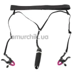Зажимы для половых губ с вибропулей Bad Kitty Naughty Toys Spreader String With Vibrator, черные - Фото №1