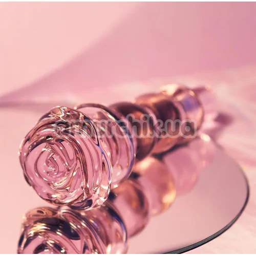 Анальна пробка Glaze Glass Rosebud Beaded Plug 5.5, рожева