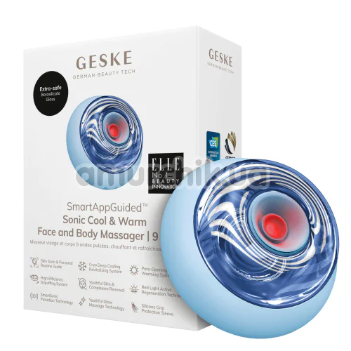 Ультразвуковий масажер для обличчя та тіла Geske Sonic Cool & Warm Face and Body Massager 9 in 1, блакитний