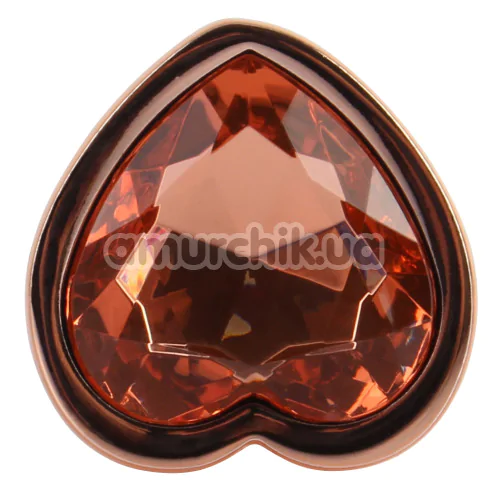 Анальная пробка с оранжевым кристаллом Matrix Mont Rose Gold Heart Butt Plug S, золотая