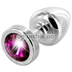 Анальна пробка з рожевим кристалом SWAROVSKI Anni, срібна - Фото №1