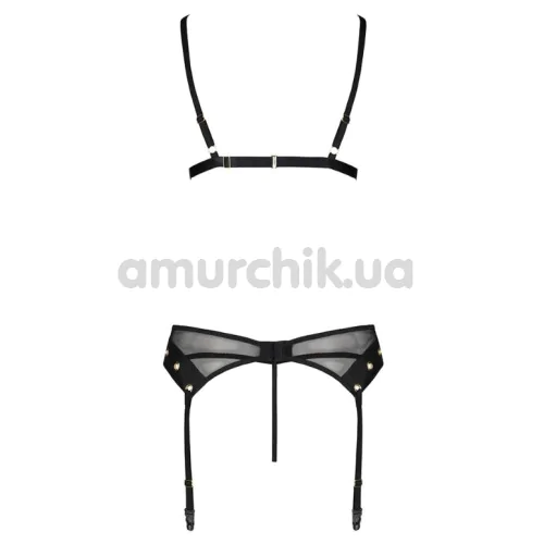 Комплект Passion Free Your Senses Nessy Set, чорний: бюстгальтер + трусики + пояс для панчіх