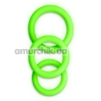 Набор эрекционных колец Ouch! Glow In The Dark Cock Ring Set - светится в темноте, зеленый - Фото №1