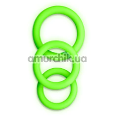 Набор эрекционных колец Ouch! Glow In The Dark Cock Ring Set - светится в темноте, зеленый - Фото №1