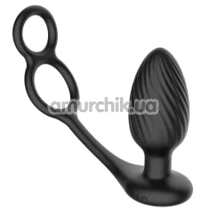 Анальная пробка с вибрацией, ротацией и эрекционным кольцом Nexus Tornado Cock and Ball Ring, черная - Фото №1