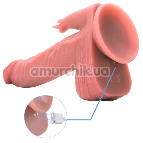 Вібратор з поштовхами, ротацією і підігрівом Natural Play Thrusting Dildo With Swing Motion And Heating D7, тілесний