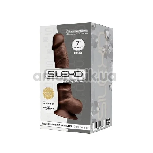 Фалоімітатор Silexd Premium Silicone Dildo Model 1 Size 7, коричневий