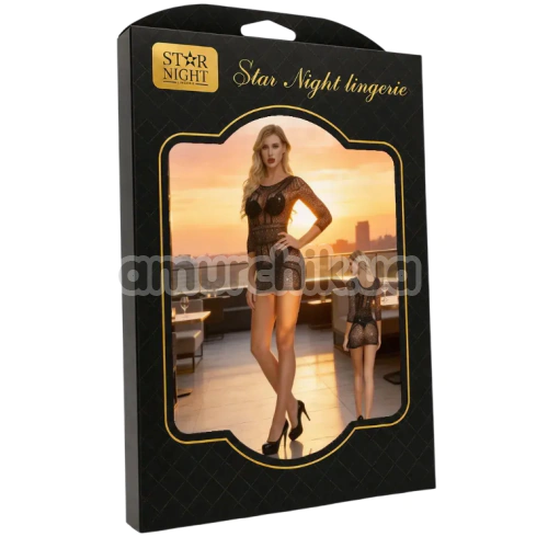 Платье Star Night Net Sparkle Stripe Mini Dress, черное