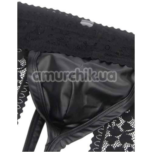 Труси з гартерами чоловічі Star Night Sexy Lace Sissy Panties, чорні