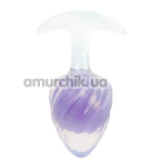 Анальная пробка Univibe Glow-In-Dark Ribbed S, фиолетовая - Фото №1