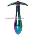 Анальная пробка с красным кристаллом Exclusivity Jewellery Multicolour Straight Plug S, радужная - Фото №1