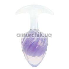 Анальная пробка Univibe Glow-In-Dark Ribbed S, фиолетовая - Фото №1