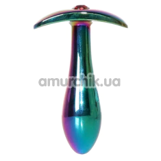 Анальная пробка с красным кристаллом Exclusivity Jewellery Multicolour Straight Plug S, радужная - Фото №1