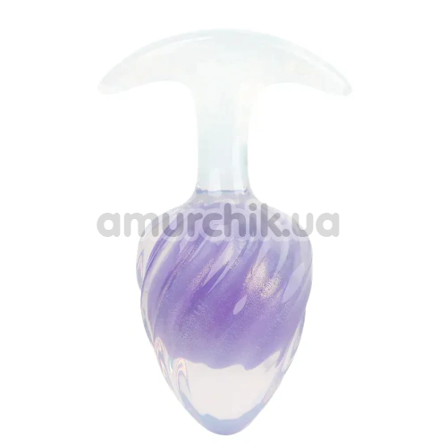 Анальная пробка Univibe Glow-In-Dark Ribbed S, фиолетовая - Фото №1