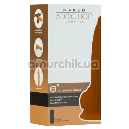 Фалоімітатор + віброкуля Addiction Naked Silicone Dong 8, тілесний